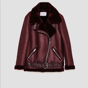 Zara shearling moto jacket